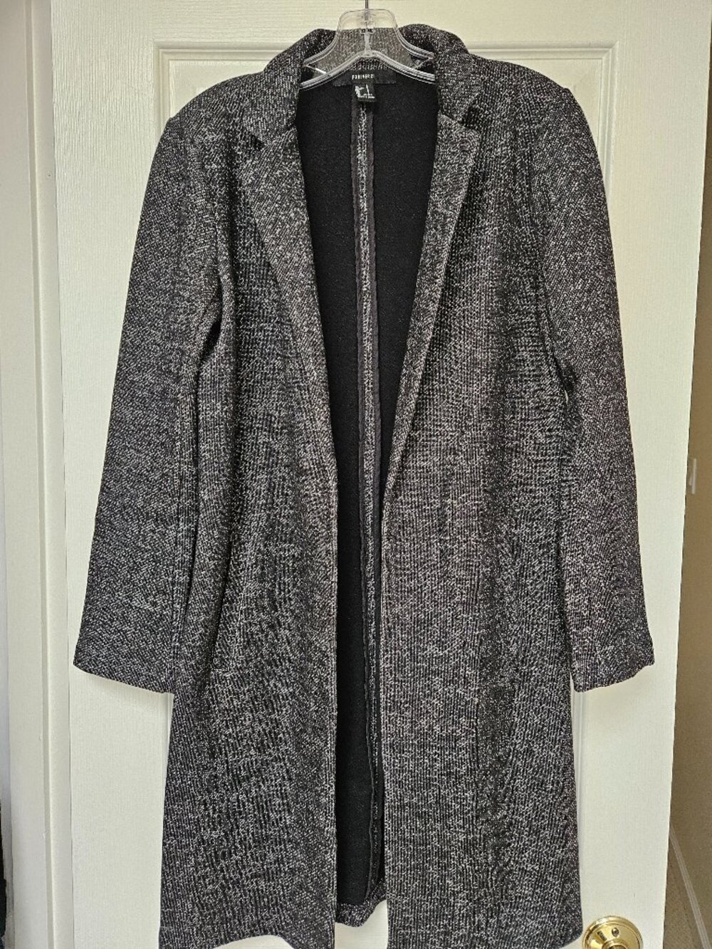 Forever 21 Textured Weave Coat Speckled Gray Size S
